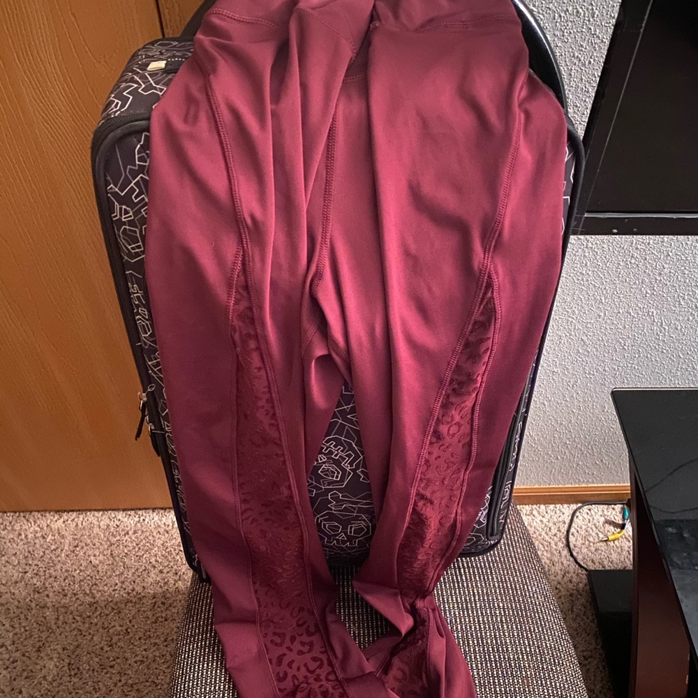 Leopard Burgundy Print Active Yoga Pants 2XL